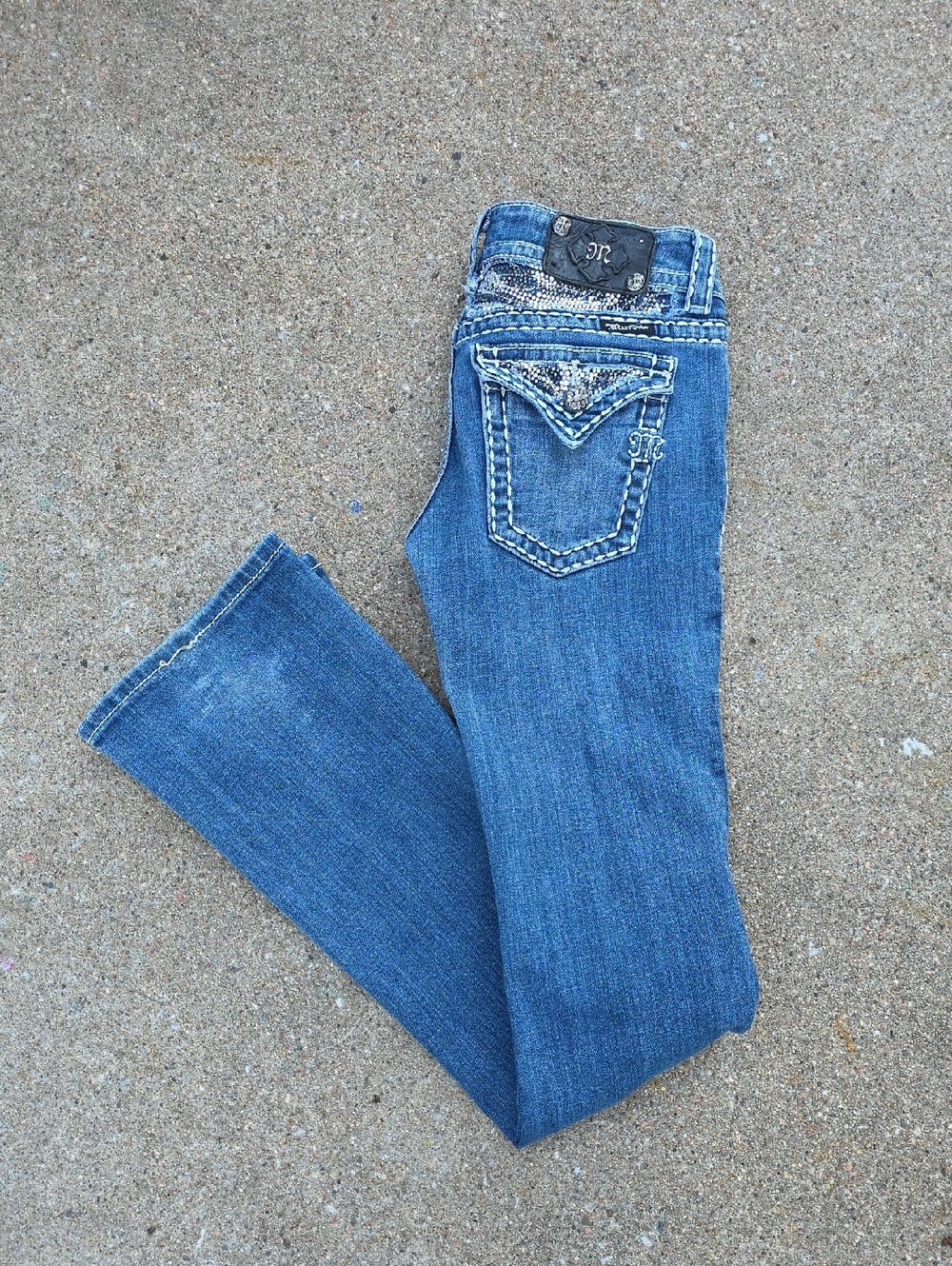 Miss Me Y2K Low Rise Embellished Bootcut Jeans Size 27 Long